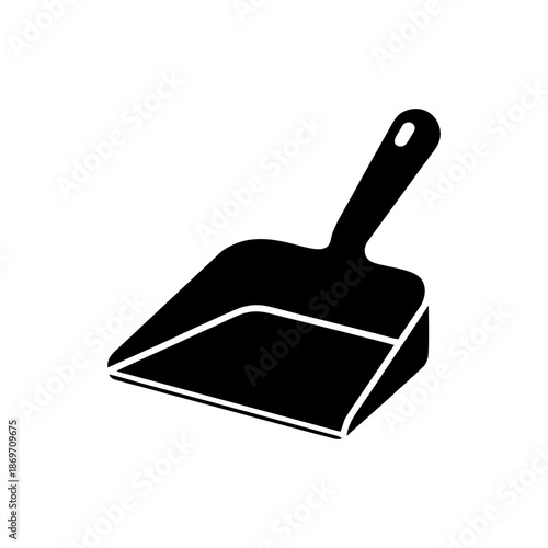 Black dustpan with handle clipart
