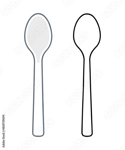Minimal Spoon Icons – Black and Gray Outline Kitchen Utensil Vector Set