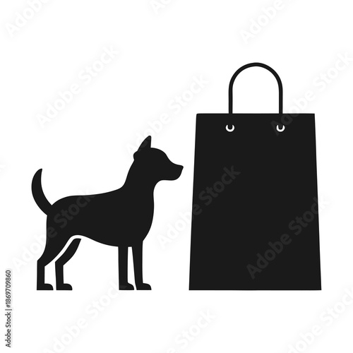 A simple black silhouette of a shopping bag icon for ecommerce use