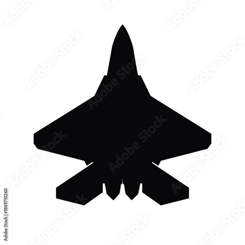 A striking silhouette of a modern fighter jet against a white background