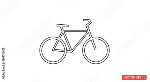 Simple black and white bicycle vector illustration on white background for cycling and transportation concepts with minimalist and bike and line