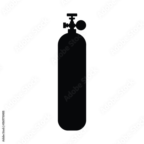 Simple silhouette of a black oxygen tank with a valve on top