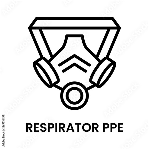 a Simple black line icon of Respirator PPE