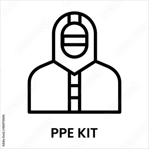 a Simple black line icon of PPE Kit