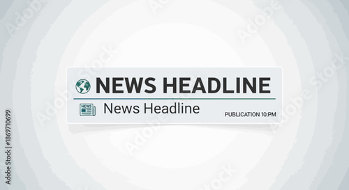 News headline template with globe icon on gray background for publication or broadcasting with illustration and vector and graphic design and digital illustration