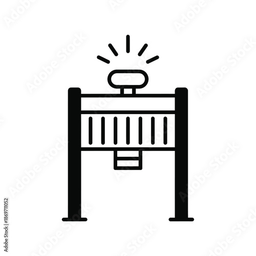 Vector illustration icon a black and white illustration of a gate with a light on top isolated on white background
