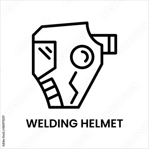Slika na platnu a Simple black line icon of Welding Helmet