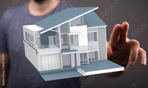 A hand touching a digital h...