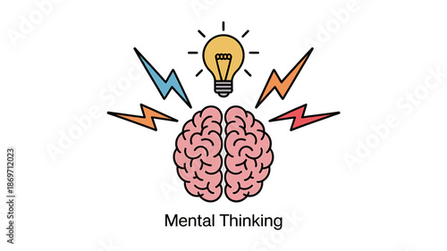 Brain activity and the genesis of new ideas symbolized by a light bulb and lightning bolts