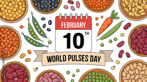 February 10th marks world pulses day with a colorful assortment of legumes.