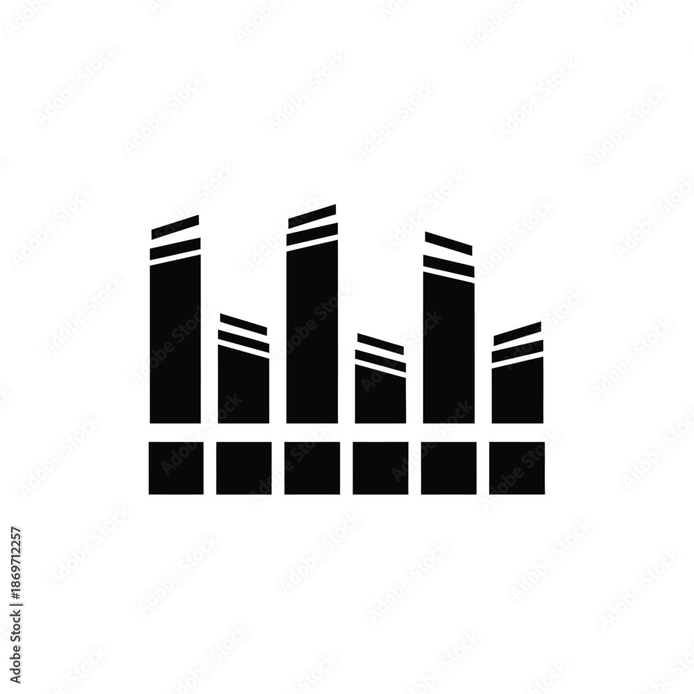 Fototapeta premium Vector illustration icon black and white bar chart icon with multiple bars on a white background