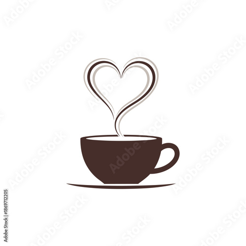 Coffee Cup with Heart Shaped Steam - Love for Morning Coffee
