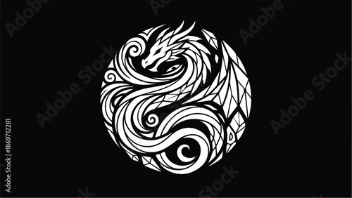 Elegant Dragon Emblem A Symbol of Power and Mystique.