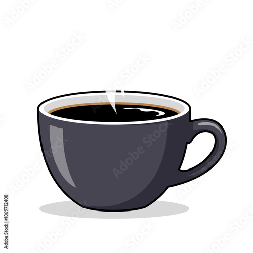 Steaming Dark Coffee in a Modern Grey Mug