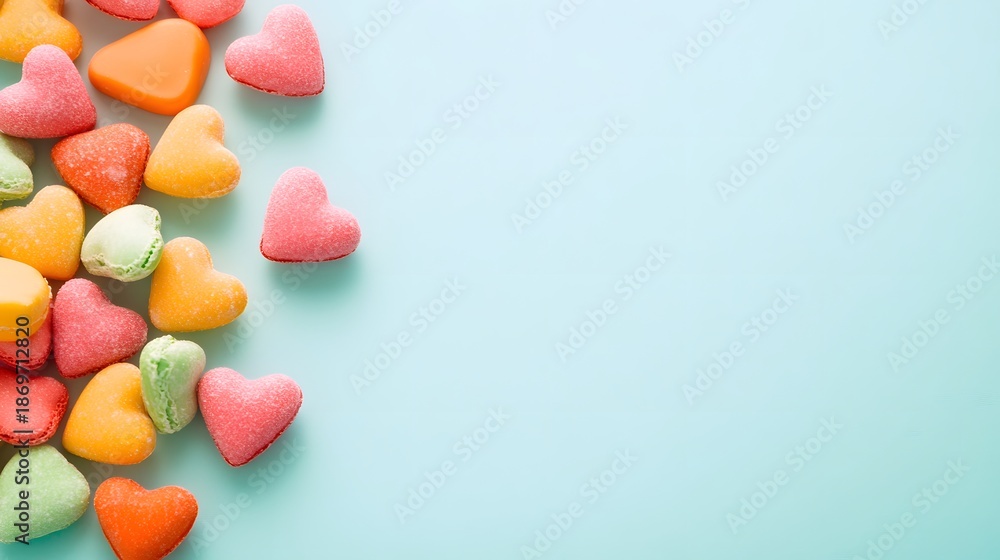 Obraz premium Assorted Heart Shaped Candies And Macarons