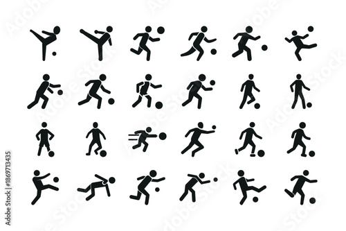 Various soccer moves illustrated isolated on transparent background, Vector, illustration