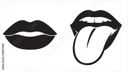 Mouth and Lips Icon Set – Facial Expression Vector Illustration