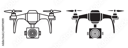 Camera Drone Vector Icon for Technology and Surveillance Design. Minimal Camera Drone Icon in Flat and Line Style for Web, App, and UI Projects.