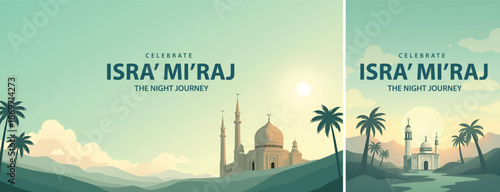 Isra miraj night journey background, isra' mi'raj background for poster, flyer, social media template design