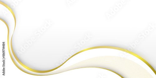 Luxury white and gold background with curved lines, design for premium corporate banner