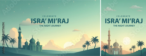 Isra miraj night journey background, isra' mi'raj background for poster, flyer, social media template design
