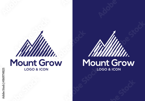 Investment icon logo design vector. Mountain and arrow logo design.