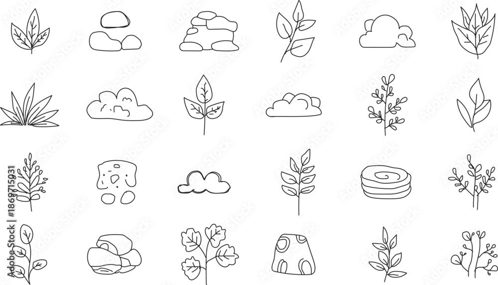 Fototapeta premium collection of various kitchen utensils and dishes, food , drink icons, cute cartoon style illustration, various lighting, fixtures ,decorative items, hand drawn doodle design