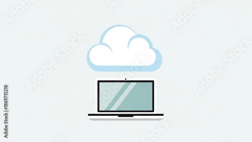 Modern laptop with cloud computing icon on screen