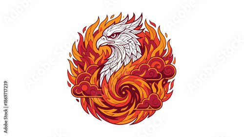Fiery Phoenix Rising from Flames A Symbol of Rebirth.