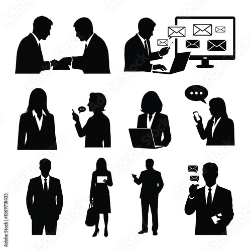 Business professionals communicating and working together in a modern office environment