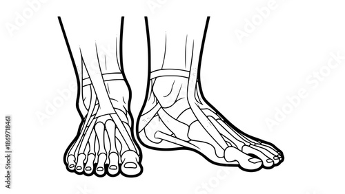 Vector illustration of human feet isolated, fitness anatomy style, gym training illustration, clean flat design, educational sports graphic