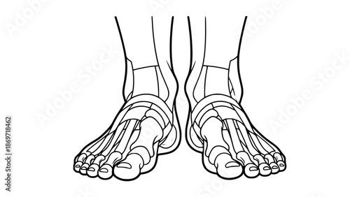 Vector illustration of human feet isolated, fitness anatomy style, gym training illustration, clean flat design, educational sports graphic