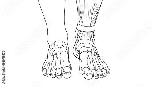 Vector illustration of human feet isolated, fitness anatomy style, gym training illustration, clean flat design, educational sports graphic