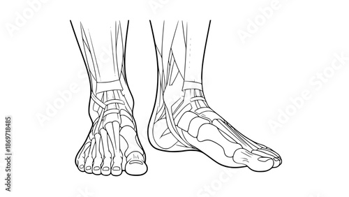 Vector illustration of human feet isolated, fitness anatomy style, gym training illustration, clean flat design, educational sports graphic