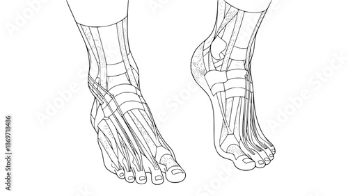 Vector illustration of human feet isolated, fitness anatomy style, gym training illustration, clean flat design, educational sports graphic