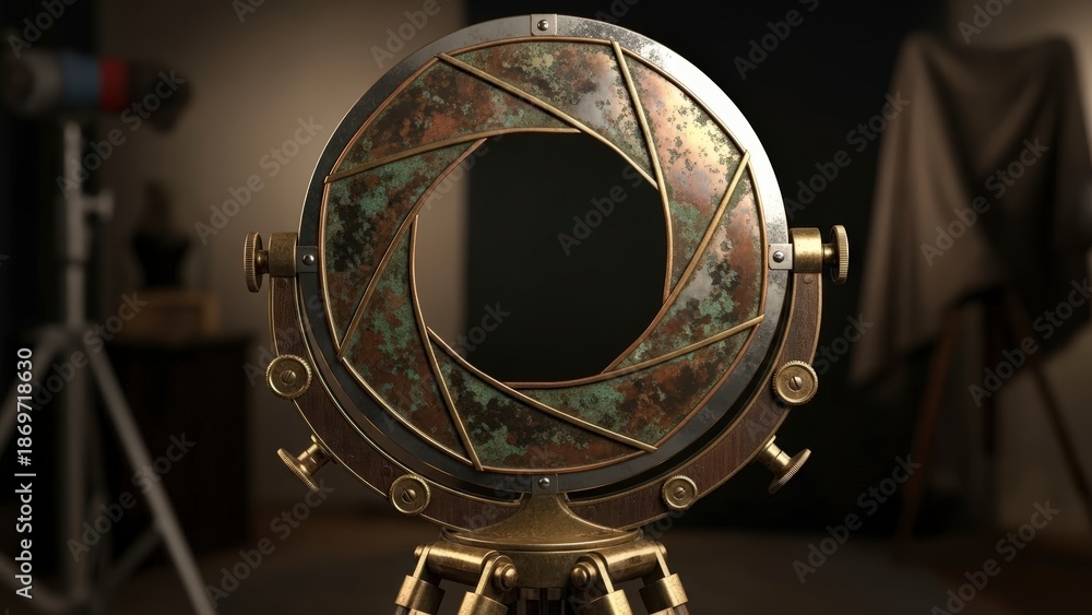 Fototapeta premium Antique Aperture Mechanism with Intricate Brass Detailing.