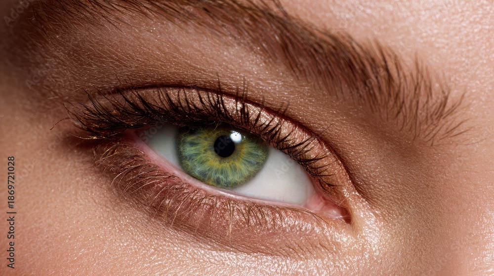 Obraz premium Intimate shot of a woman s flawless green eyes highlighting eye beauty and skincare perfect for beauty ads and promotions