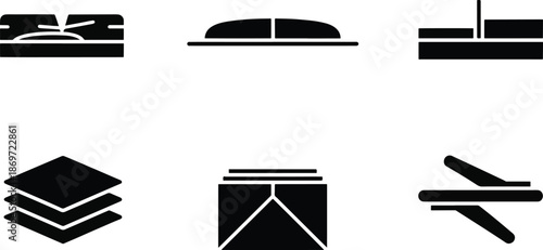 Material Layers Structure and Thickness Vector Icon Set