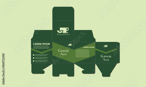 green tea packeging template, attractive packeging in green colour.