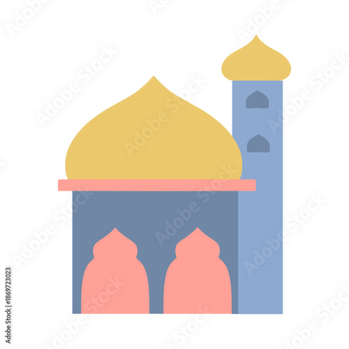 Colorful Mosque Building Illustration for Islamic Religious Concept