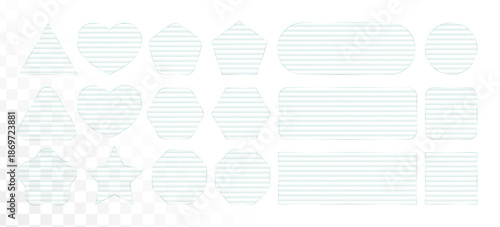 Transparent light plastic, 3d texture glass effect. Ribbed frame rectangle, glossy line panel. Square screen vector plate with abstract fractal pattern. Crystal gradient shape, clear shiny text box