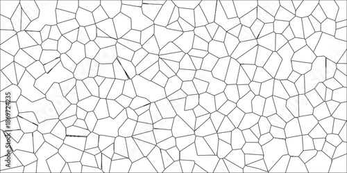 Voronoi diagram background. Seamless pattern with 3d shapes. Cement kitchen decor White Camouflage Seamless Broken Glass. Black & white broken quartz stained glass & seamless pattern vintage backgroun