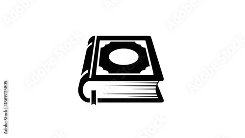 Black Camera Lens on Book Cover Isolated on White Background