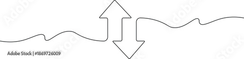 Minimalist One Line Up and Down Arrows Illustration Representing Data Transfer, Exchange, and Communication Flow