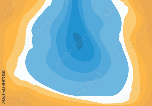 Sea bay, blue lagoon, seashore. Oceanside vacation concept. Vector, designer illustration, web banner. Vector.