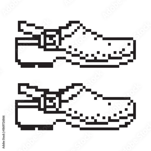 Pixel art illustration of traditional dutch wooden clogs a cultural icon