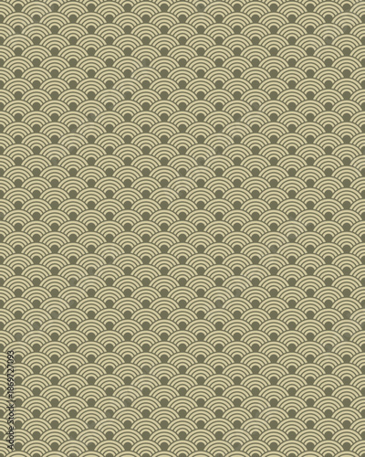 soft green cream japanese style pattern round shape fabric traditional fashion art wallpaper background