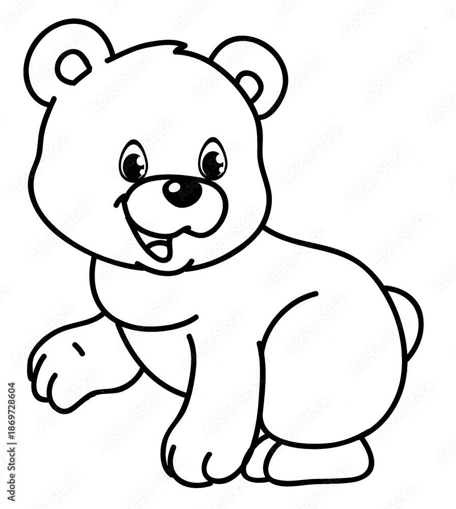 Obraz premium Coloring for children and adults, coloring of the animal world, bear.