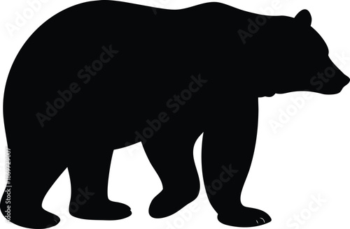 Powerful Wild Bear Silhouette Walking Steadily Representing Strength and Untamed Nature