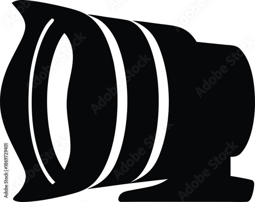 Professional camera lens silhouette with a hood ready to capture high quality imagery